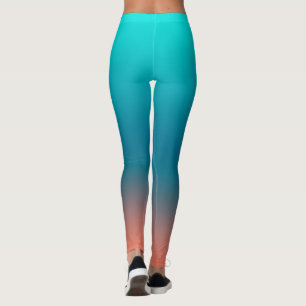 Pastel Pale Corail Turquoise Leggings d'Art Abstra