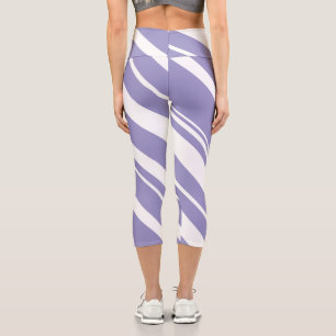Pastel Pale Lavender Purple Abstract Art Lines Capri Leggings