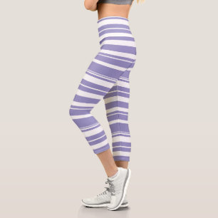 Pastel Pale Lavender Purple Abstract Art Lines Capri Leggings