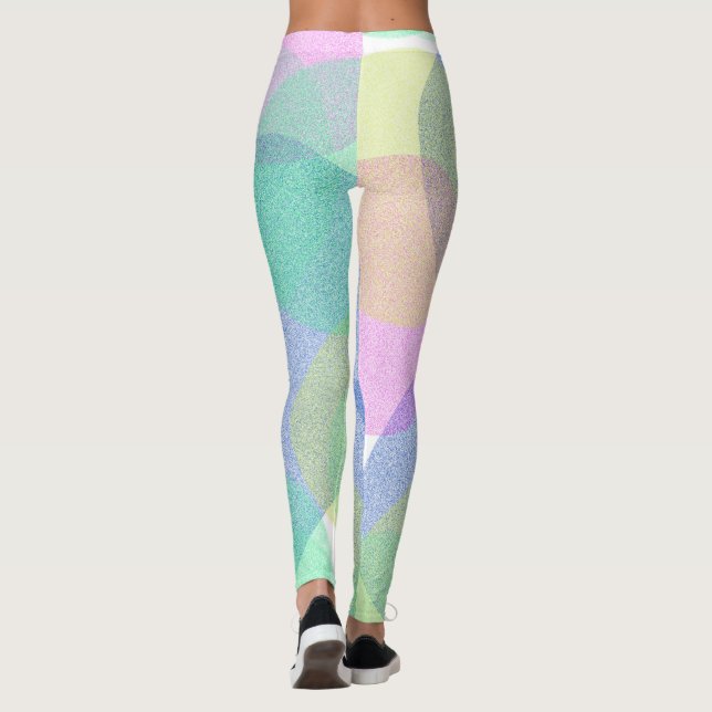 Pastel Pale Turquoise Abstract Art Clouds  Leggings (Back)