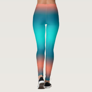 Pastel Pale Turquoise Coral Abstract Art  Leggings