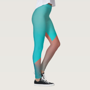Pastel Pale Turquoise Coral Abstract Art Leggings