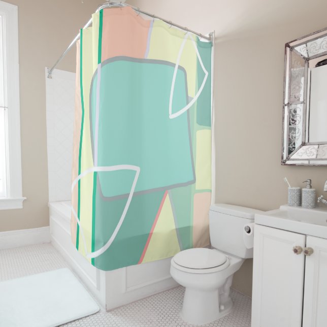 Pastel Pale Turquoise Pink Abstract Art (In Situ)