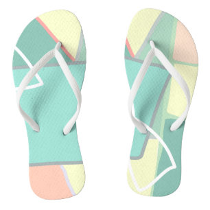 Pastel Pale Turquoise Pink Abstract Art Flip Flops