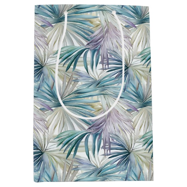 Pastel Palm Leaf Patterned Medium Gift Bag (Front)