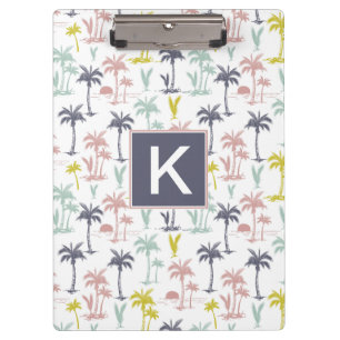 Pastel Palm Tree by the Beach Pattern Clipboard