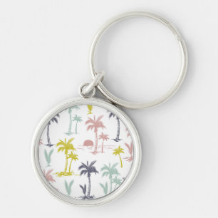 Pastel Palm Tree by the Beach Pattern Keychain