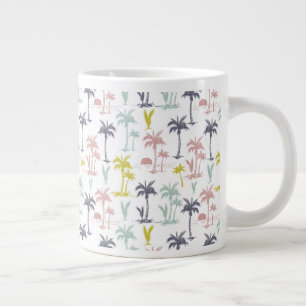 Pastel Palm Tree by the Beach Pattern Large Coffee Mug