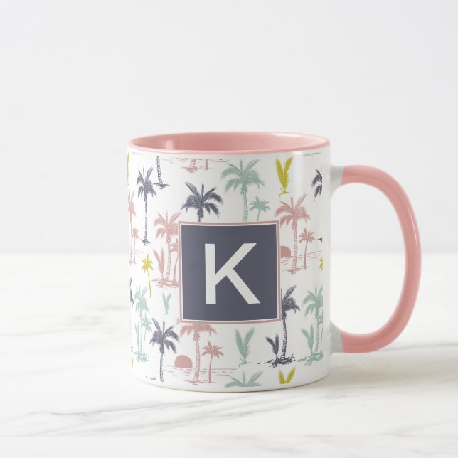 Pastel Palm Tree by the Beach Pattern Mug (Right)
