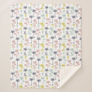 Pastel Palm Tree by the Beach Pattern Sherpa Blanket