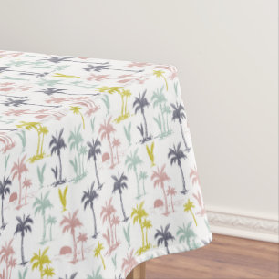 Pastel Palm Tree by the Beach Pattern Tablecloth