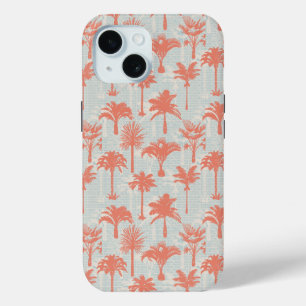Pastel Palm Tree Pattern iPhone 15 Case