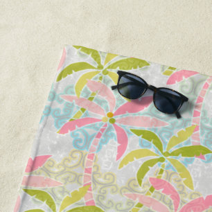 Pastel Palm Trees Beach Towel