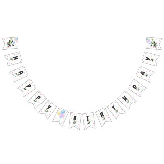 Pastel Panda Birthday Banner with Bamboo, Balloons