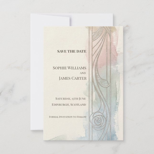 Pastel Panel Nouveau Save The Date (Front)