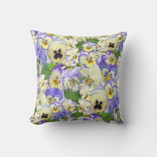 Pastel  Pansies Outdoor Pillow (Front)