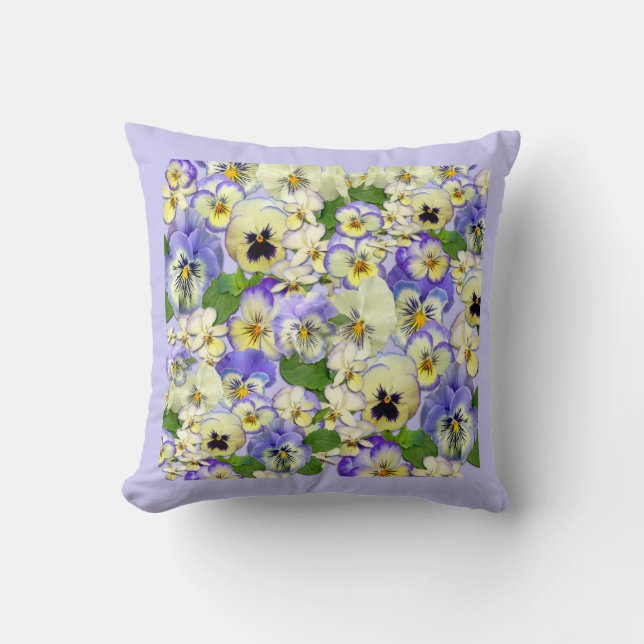Pastel Pansies Throw Pillow (Front)