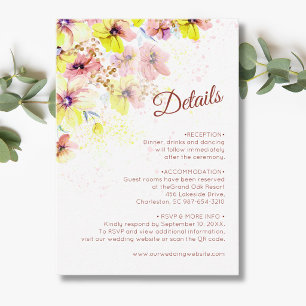 Pastel Pansy Peach Yellow Floral Romantic Details Enclosure Card