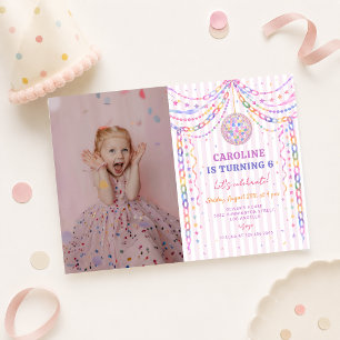 Pastel Paper Chain Disco Ball Birthday Invitation