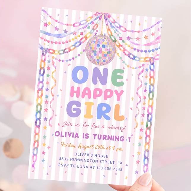 Pastel Paper Chain Disco Two Much Fun 2nd Birthday Invitation (Creator Uploaded)