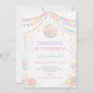 Pastel Paper Chain whimsical Disco Ball Birthday Invitation