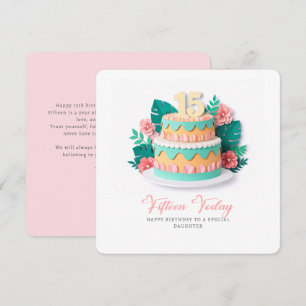Pastel Paper-Cut Cake 15th Birthday Card