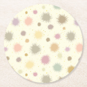 Pastel Party Pollen - seamless pattern. Round Paper Coaster