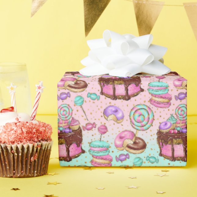 Pastel Party Sweets Birthday Wrapping Paper (Birthday Party)