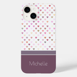 Pastel Passion Hearts Personalized Name Case-Mate iPhone 14 Case