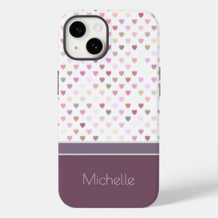 Pastel Passion Hearts Personalized Name iPhone 14 Case