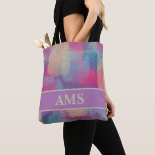 Pastel Patchwork Abstract Design Initials  Tote Bag
