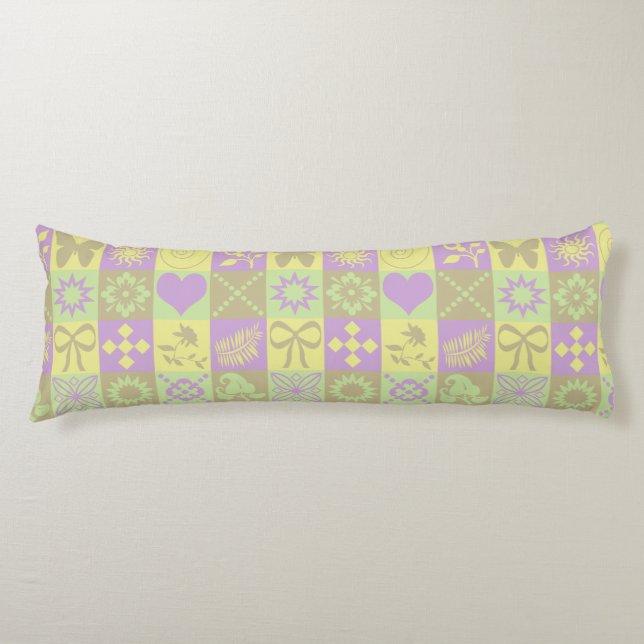Pastel Patchwork Motif Pattern Body Pillow (Front)