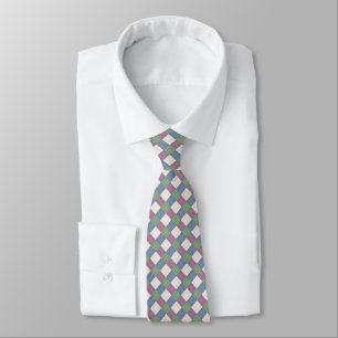 Pastel Patchwork Plaid Lattice Pattern  Tie