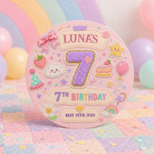 Pastel Patchwork Rainbow 7th Birthday Party Girl