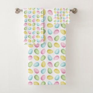 Pastel Pattern Of Watercolor Easter Eggs Bath Towel Set