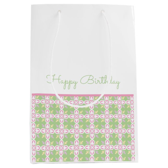 Pastel Pattern Spring Colours Happy Birthday Sweet Medium Gift Bag (Front)