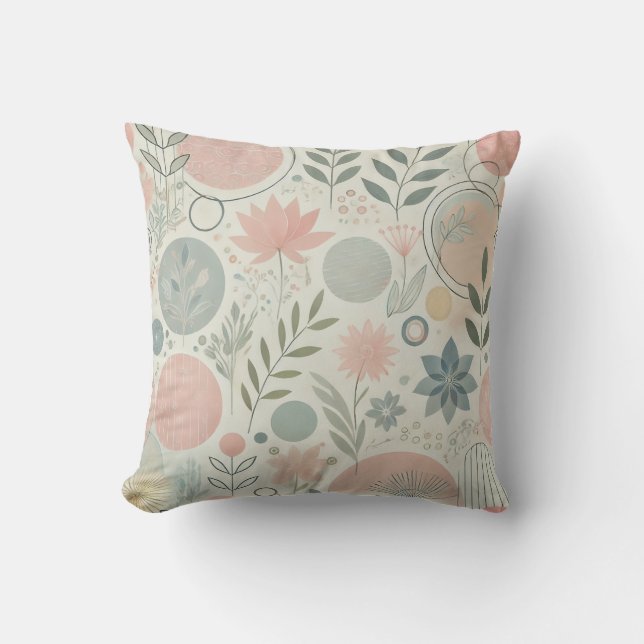 Pastel Pattern Throw Pillow (Front)