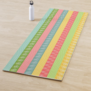 Pastel Patterned Stripes Yoga Mat