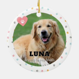 Pastel Paw Print Dog Photo Pet Memorial Ornament