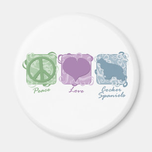 Pastel Peace, Love, and Cocker Spaniels Magnet