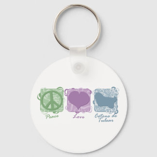 Pastel Peace, Love, and Cotons de Tulear Keychain