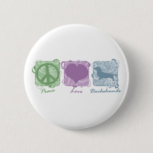 Pastel Peace, Love, and Dachshunds 2 Inch Round Button