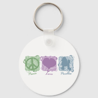 Pastel Peace, Love, and Poodles Keychain