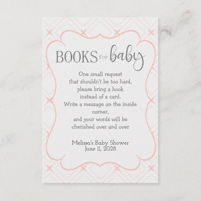 Pastel Peach and Cream Geometric Books for Baby Enclosure Card (Front)