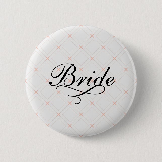 Pastel Peach and Cream Geometric Bride 2 Inch Round Button (Front)