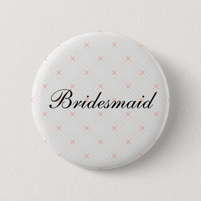 Pastel Peach and Cream Geometric Bridesmaid 2 Inch Round Button (Front)