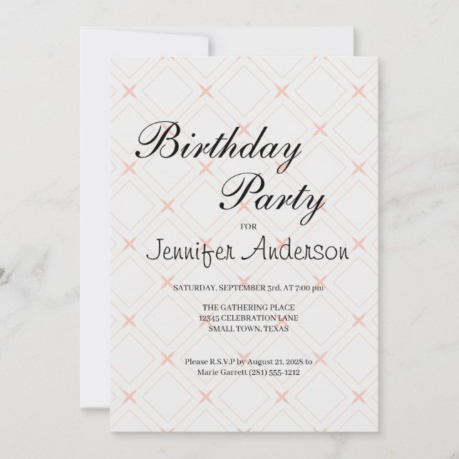 Pastel Peach and Cream Geometric Invitation (Front)