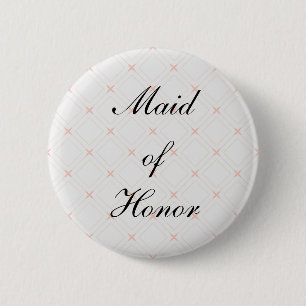 Pastel Peach and Cream Geometric Made of Honour 2 Inch Round Button