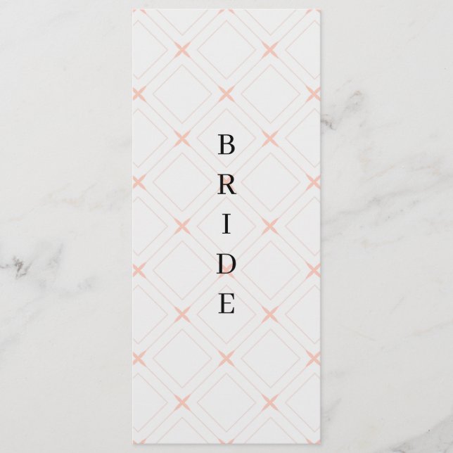 Pastel Peach and Cream Geometric Reserved Chair Menu (Front)
