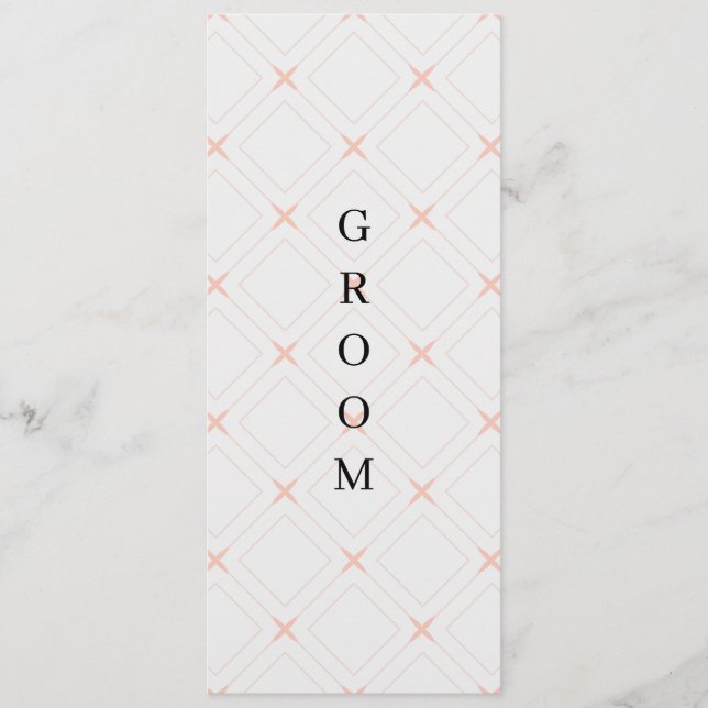 Pastel Peach and Cream Geometric Reserved Chair Menu (Front)